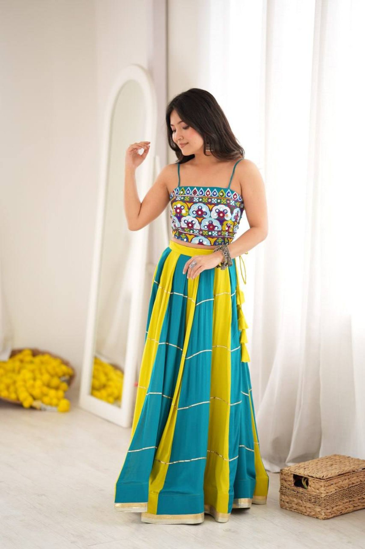 Blue Gota Wedding Lehenga — view 4