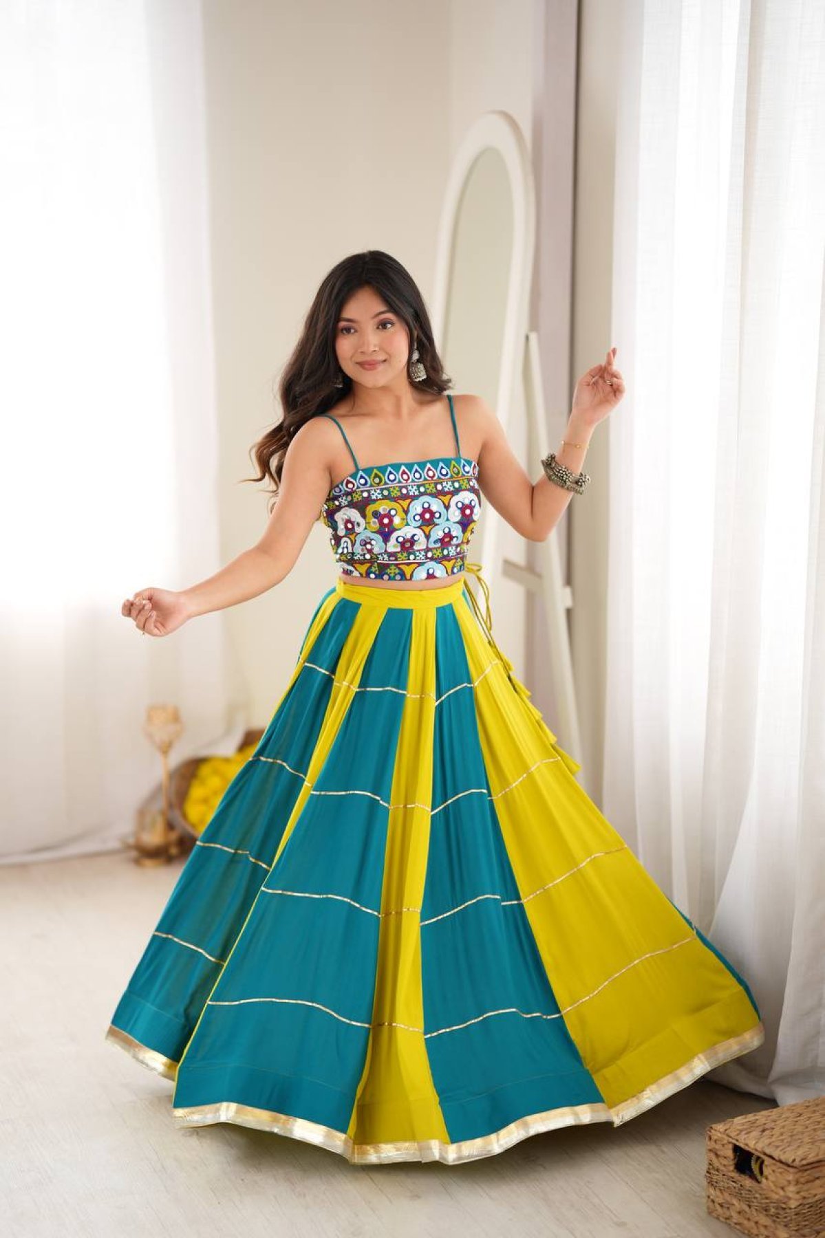Blue Gota Wedding Lehenga — view 6