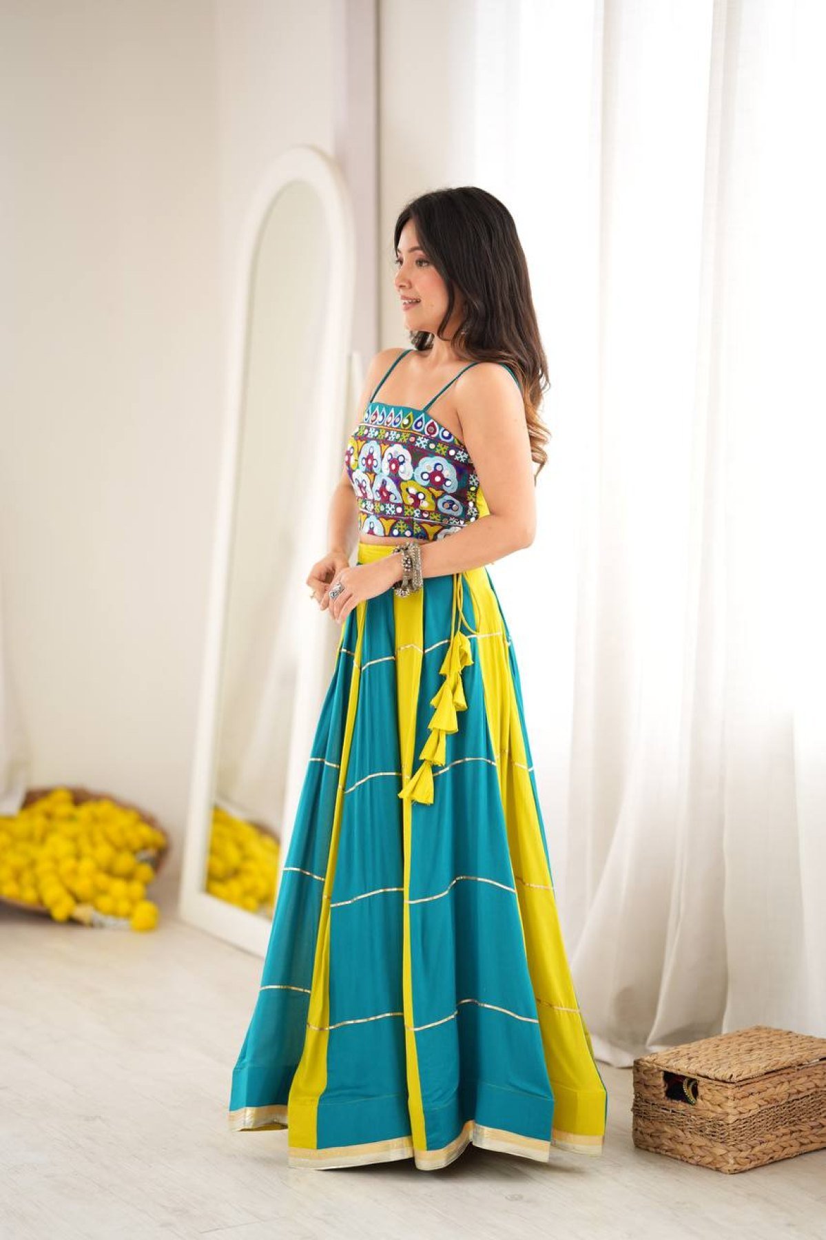 Blue Gota Wedding Lehenga — view 9