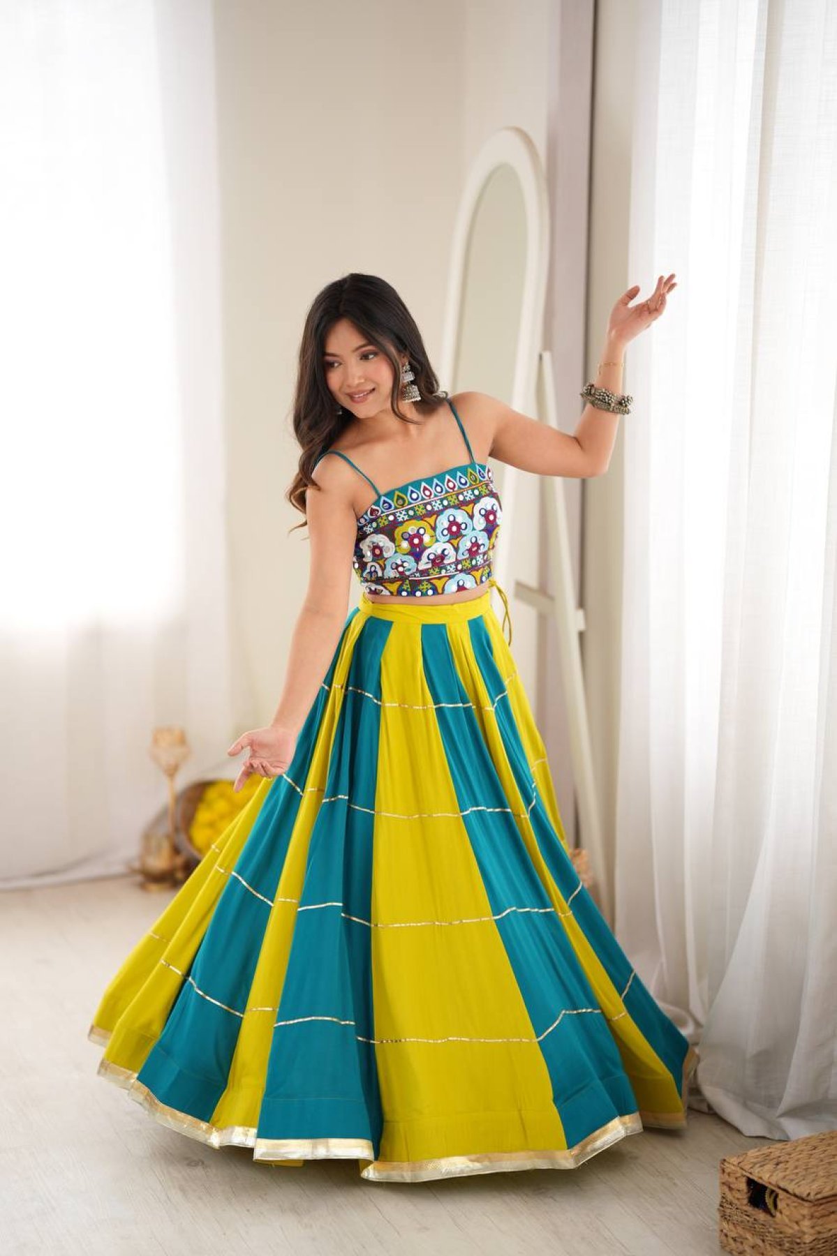 Blue Gota Wedding Lehenga — view 10