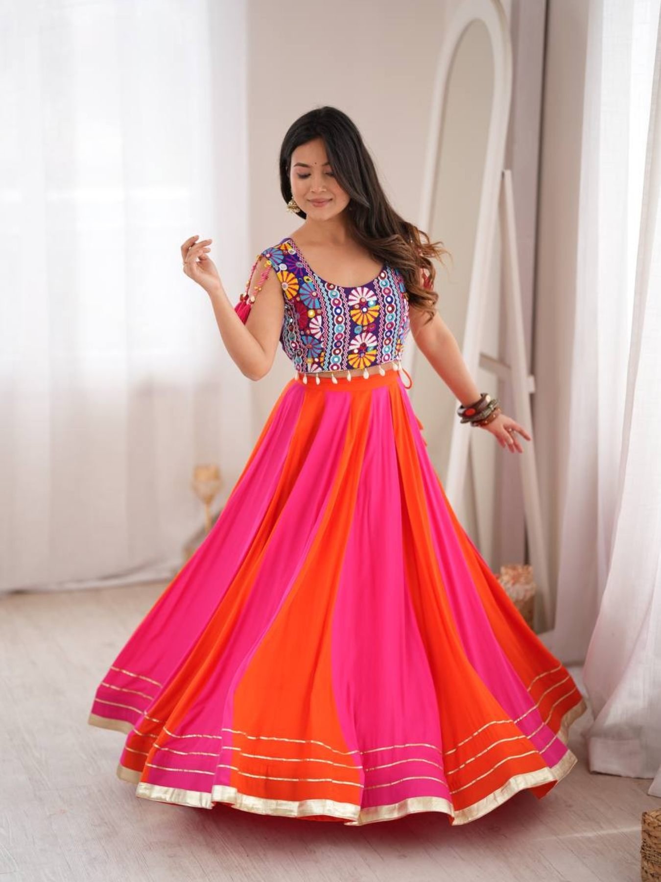 Purple Gota Wedding Lehenga — view 1