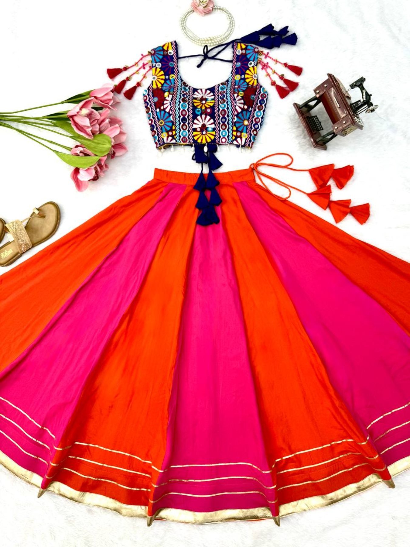 Purple Gota Wedding Lehenga — view 10