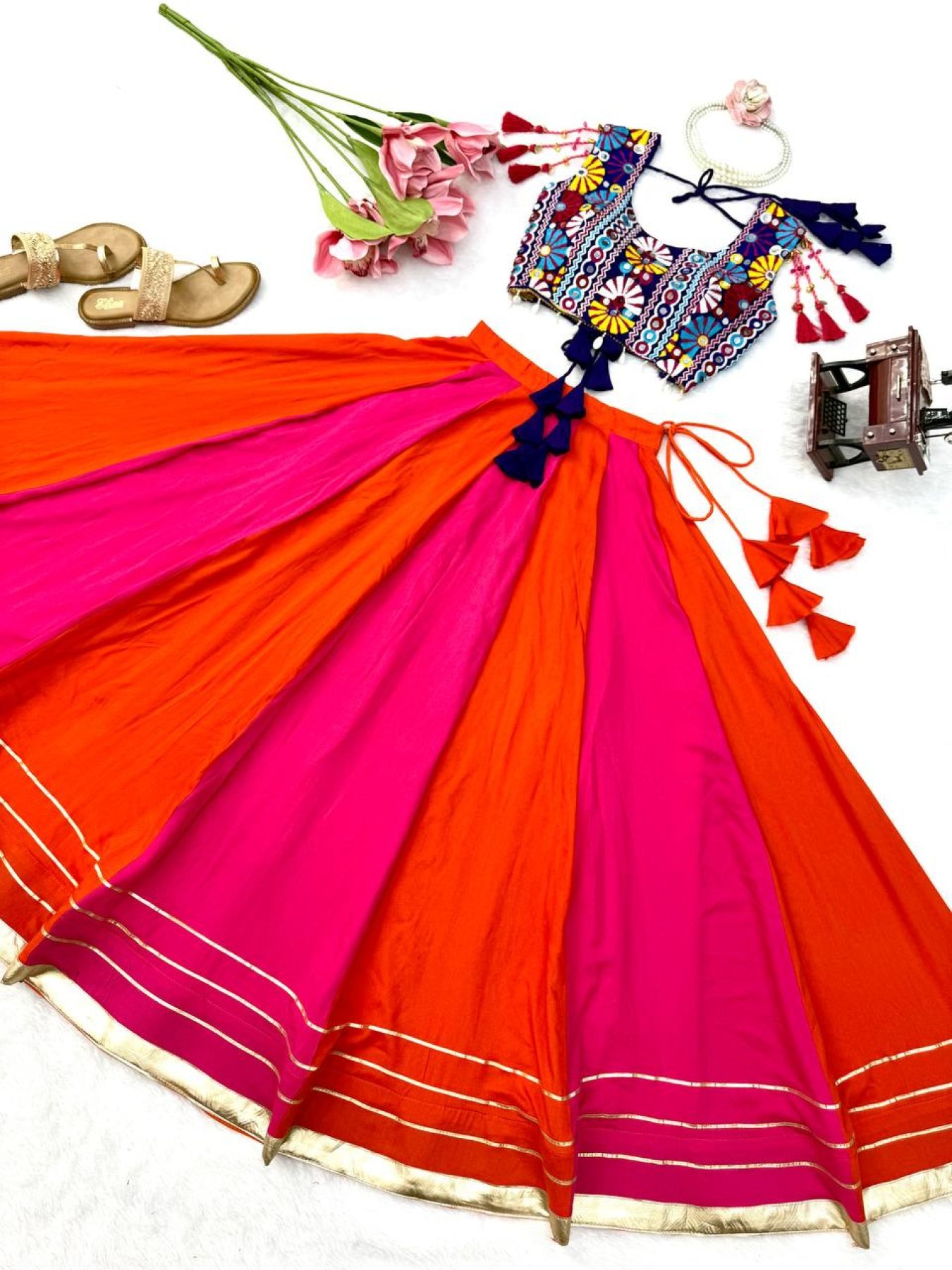 Purple Gota Wedding Lehenga — view 11