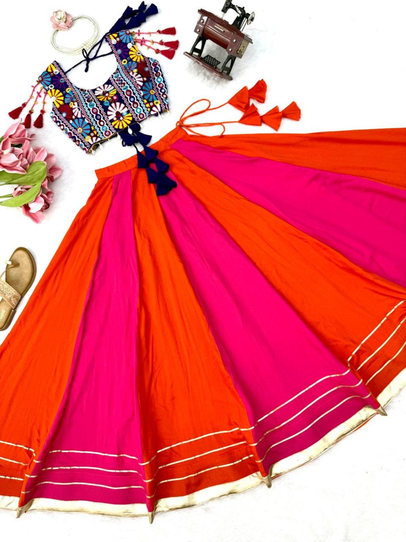 Purple Gota Wedding Lehenga — view 12