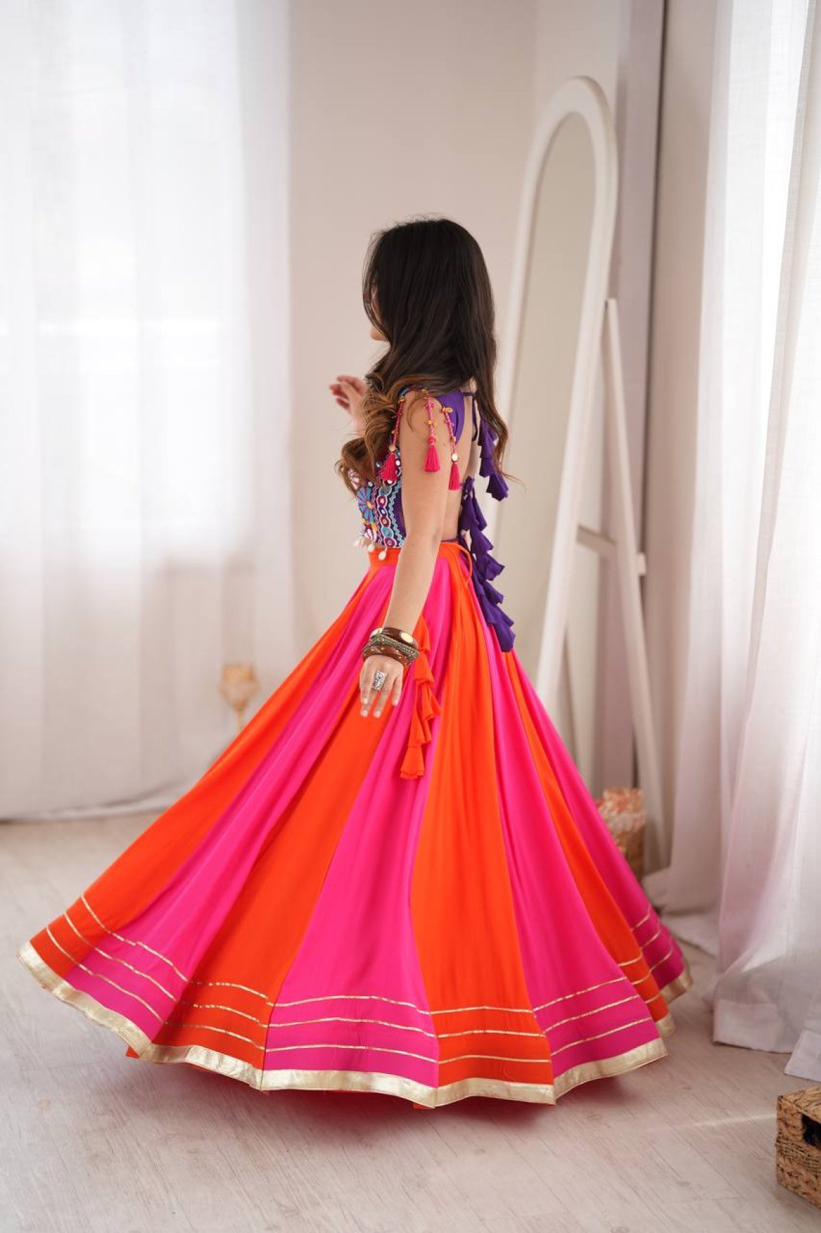 Purple Gota Wedding Lehenga — view 6